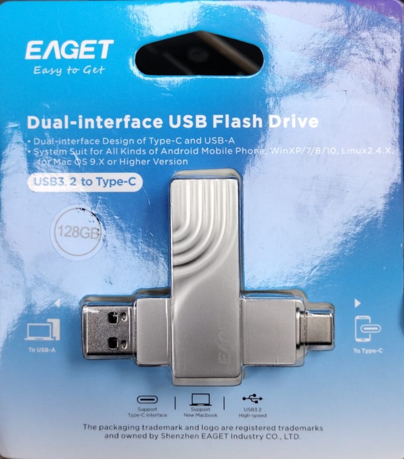EAGET 128GB OTG Metal USB 3.2 Pen Drive
