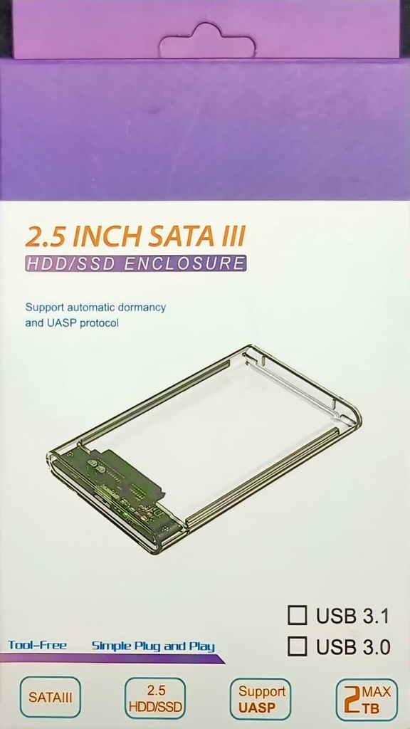 Non Brand 2.5 Inch SATA Transparent HDD/SSD Enclosure