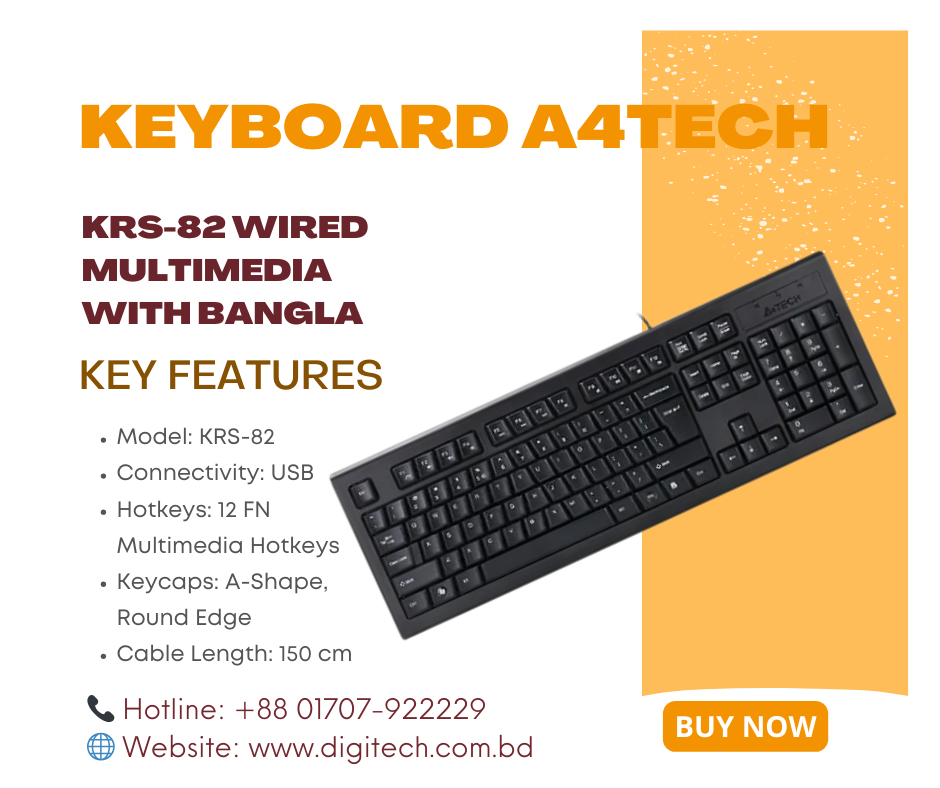 Keyboard A4TECH KRS-82 Wired Multimedia With Bangla 
