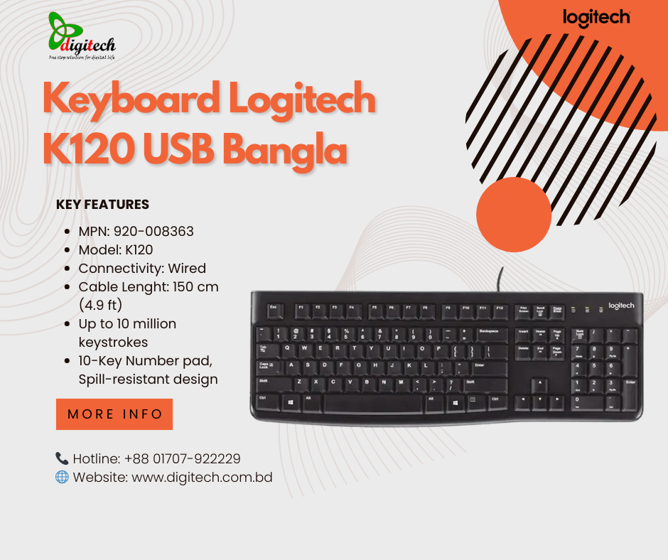 Keyboard Logitech K120 USB Bangla 