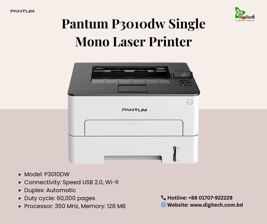 Pantum P3010dw Single  Mono Laser Printer