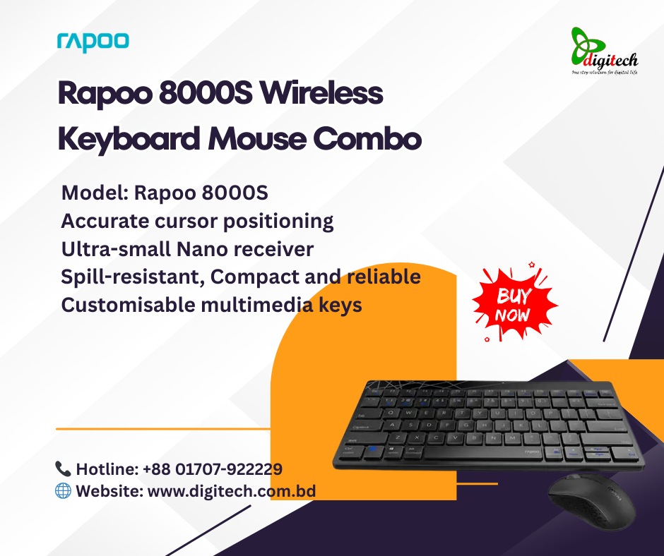 Rapoo 8000S Wireless Keyboard Mouse Combo