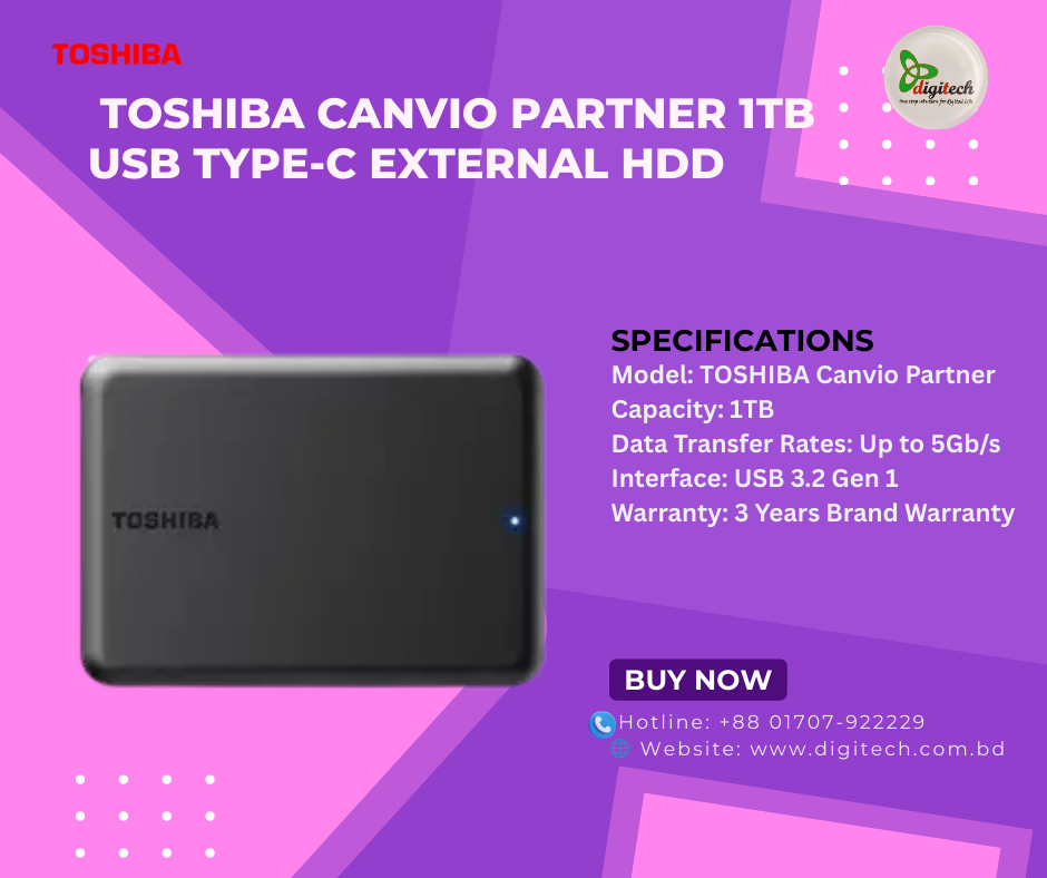   Toshiba Canvio Partner 1TB USB Type-C External HDD