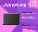   Toshiba Canvio Partner 1TB USB Type-C External HDD