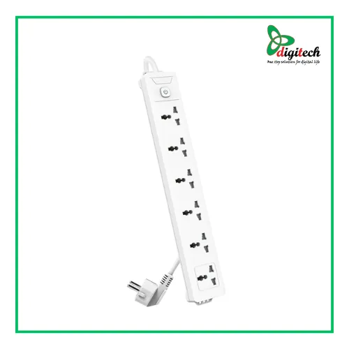 Power Strip Deli ET405 2 Pin 6 Port White (3 Meter)