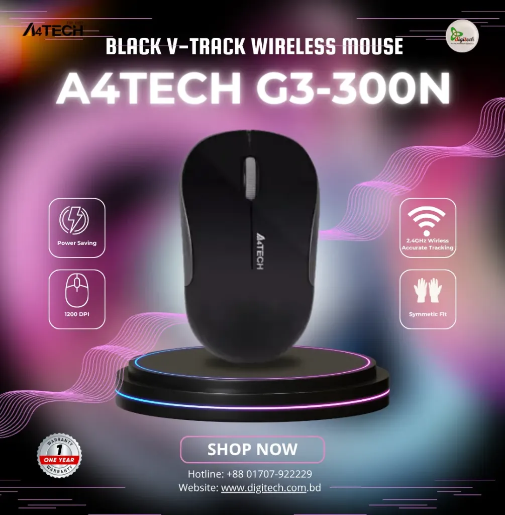 A4TECH G3-300N BLACK V-Track Wireless Mouse