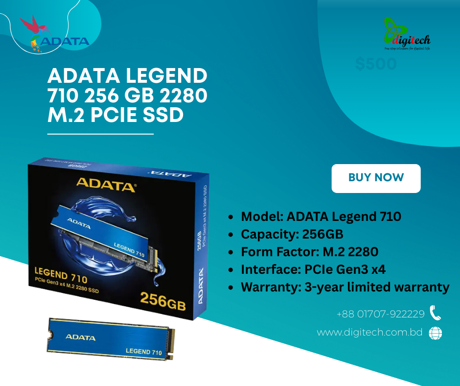 Adata Legend 710 PCIe Gen3 x4 M.2 2280 256GB Nvme SSD