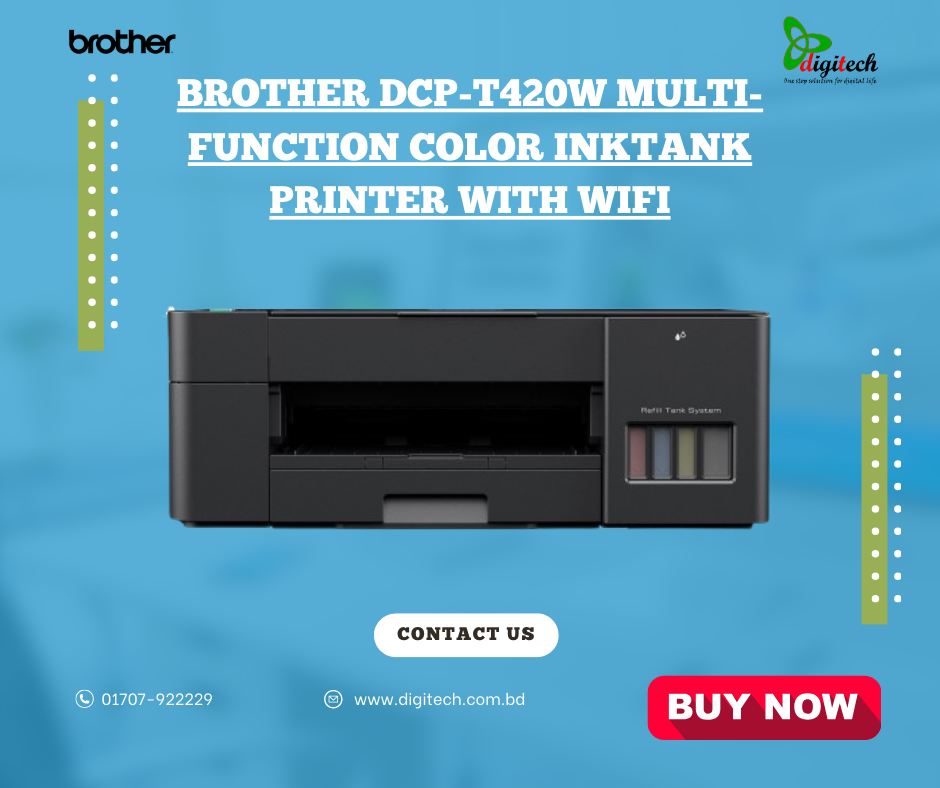 Brother DCP-T420W Multi-Function Color Inktank Printer with Wifi(Black/Color: 28/11 PPM)