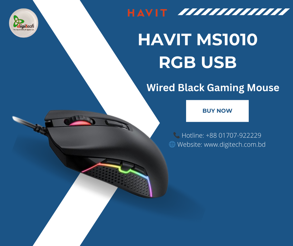 Havit MS1010 RGB USB Wired Black Gaming Mouse