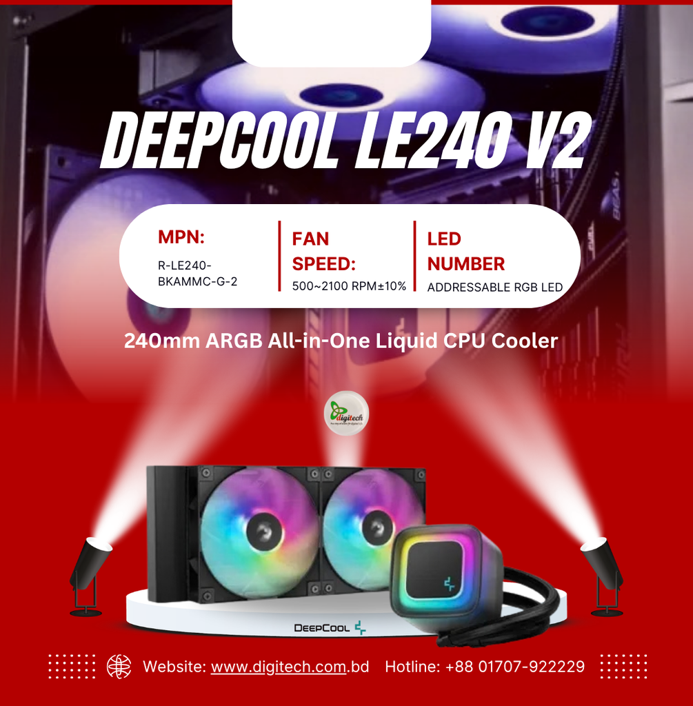 DeepCool LE240 V2 240mm ARGB All-in-One Liquid CPU Cooler