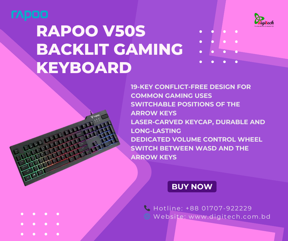Rapoo V50S Backlit Mechanical Gaming Keyboard - Black