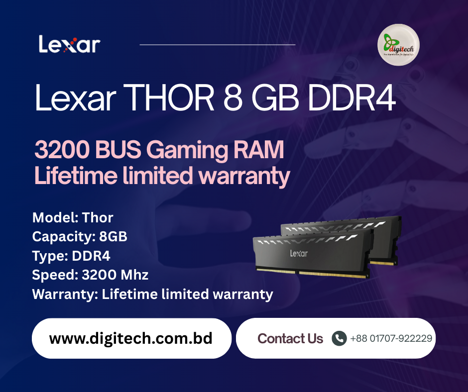 Lexar THOR 8 GB DDR4 3200 BUS Gaming RAM Lifetime limited warranty