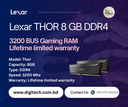 Lexar THOR 8 GB DDR4 3200 BUS Gaming RAM Lifetime limited warranty