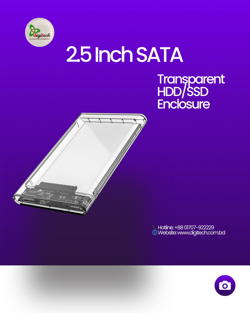 Non Brand 2.5 Inch SATA Transparent HDD/SSD Enclosure