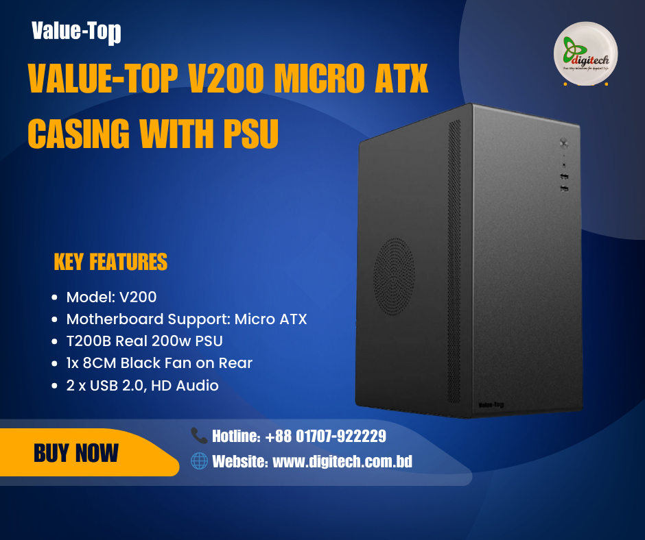 VALUE-TOP V200 MICRO ATX BLACK MINI TOWER CASING WITH PSU
