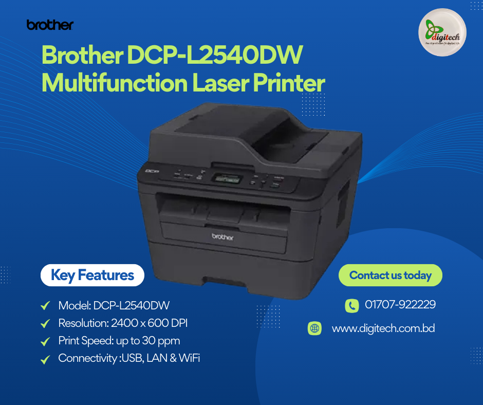 Brother DCP-L2540DW Laser Multi-Function Wireless Duplex Printer (30 PPM)