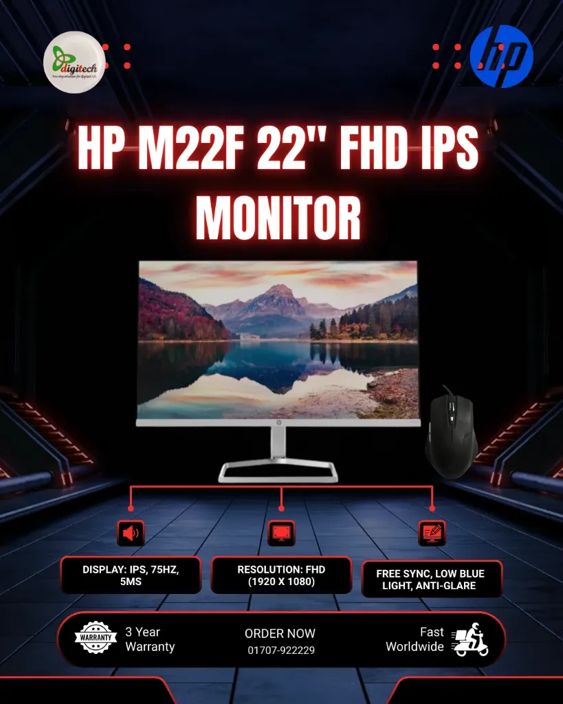 HP M22f 22" FHD IPS Monitor (incl. Mouse, Keyboard & Software)