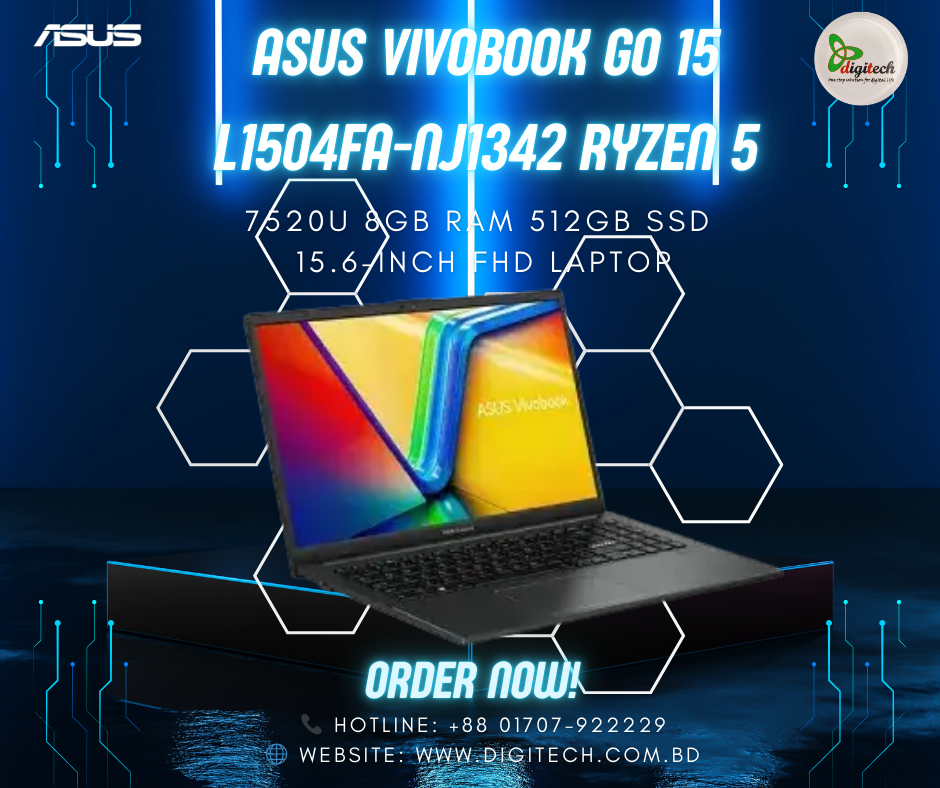 ASUS Vivobook Go 15 L1504FA-NJ1342 Ryzen 5 7520U 8GB RAM 512GB SSD 15.6-inch FHD Laptop