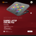 Meetion CP3030 RGB Gaming Laptop Cooling Pad 5.Fans Size: up to 9-15.6”
