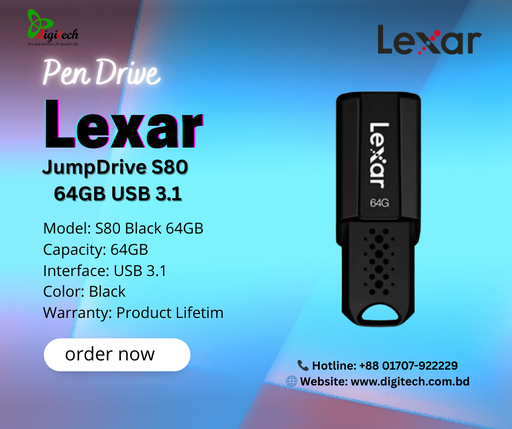  PEN DRIVE LEXAR  S80 64GB USB 3.1 