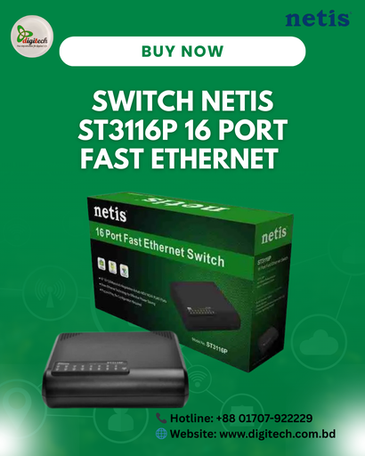 Switch Netis ST3116P 16 Port Fast Ethernet 