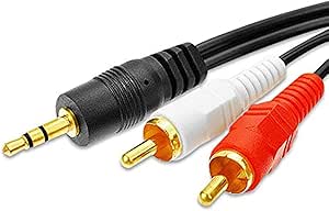  1.5m Black AUX RCA to 3.5mm Audio Cable