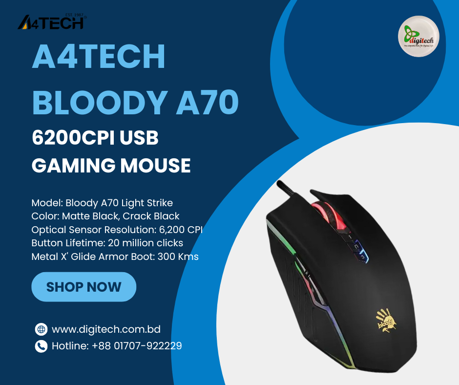 A4TECH Bloody A70 6200CPI USB Gaming Mouse | Digitech E-Commerce