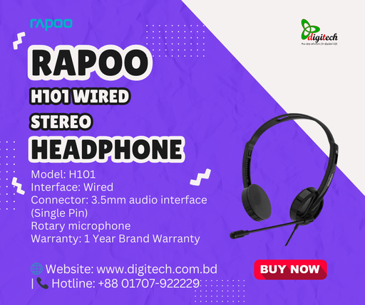 Rapoo H102 Wired Stereo Headphone