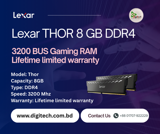 Lexar THOR 8 GB DDR4 3200 BUS Gaming RAM Lifetime limited warranty